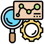 Magnifying glass cog picture analytics